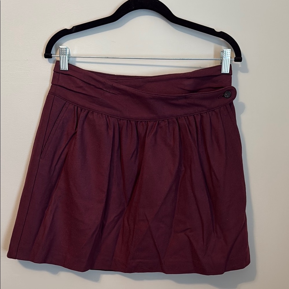 Maroon Wrap Wool Blend Skirt by Lands End Canvas